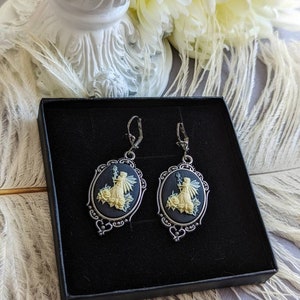 Fairy Cameo Earrings, Woodland Fairy Statement Earrings with Lever Back Ear Wires, Mythical Creatures, Fairycore Jewelry image 4