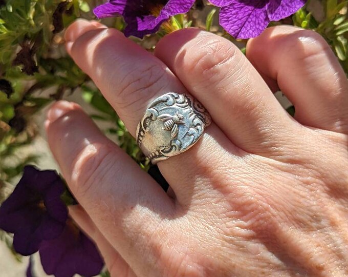 Spoon Ring With Bee, Adjustable Boho Ring, Trendy Thumb Ring, Plated ...