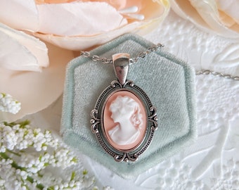 Cameo Necklace, Victorian Gothic jewelry, Vintage Style Lady Cameo Jewelry, Victorian Bridal Jewelry, Vintage Gift for Her