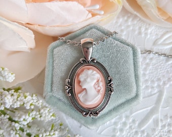 Cameo Halskette, viktorianischer Gothic Schmuck, Vintage Style Lady Cameo Schmuck, viktorianischer Brautschmuck, Vintage Geschenk für Sie