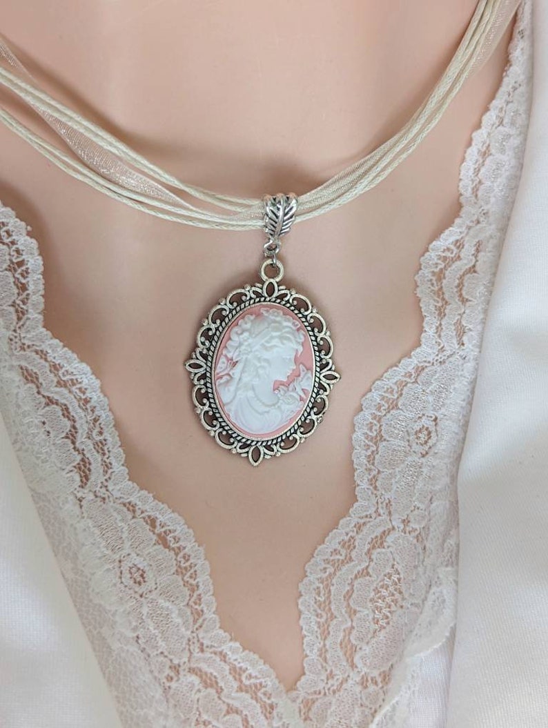 Cameo Necklace with Ribbon Choker, Cameo Jewelry, Victorian Bridal Jewelry, Unique Gifts for Women image 5