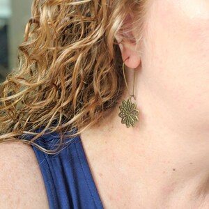Bronze filigree earrings, lace filigree earrings, boho jewelry, lacy earrings image 2