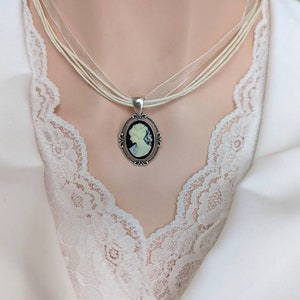 Cameo Choker Necklace, Lady Cameo Jewelry, Ribbon Choker Necklace, Victorian Bridal Jewelry, Unique Gifts for Women who love Vintage Style image 4