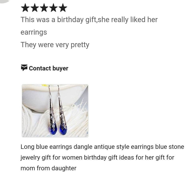 Five-star review for earring.