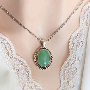 Aventurine Necklace, Real Aventurine Pendant, Gemstone Jewelry, Green Crystal Neckace, 8th Anniversary Gift for Her