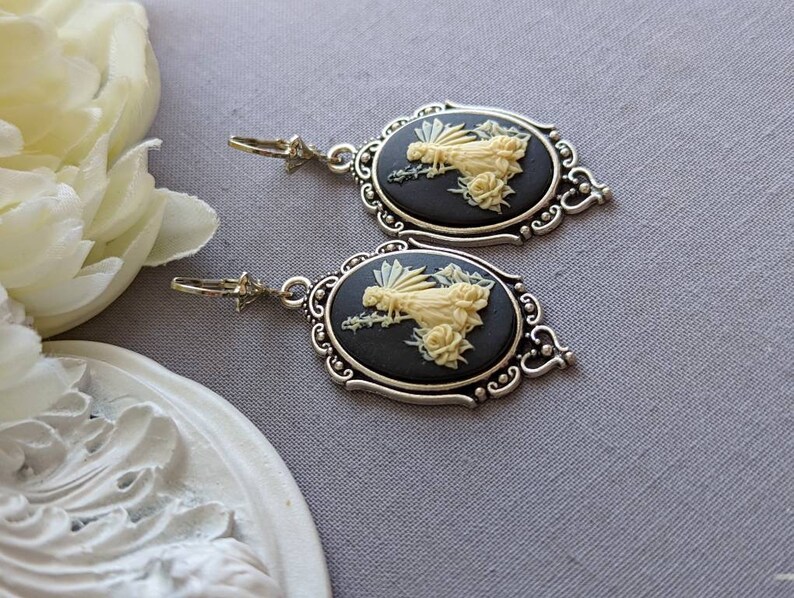 Fairy Cameo Earrings, Woodland Fairy Statement Earrings with Lever Back Ear Wires, Mythical Creatures, Fairycore Jewelry image 2