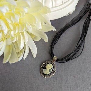 Cameo Choker Necklace, Lady Cameo Jewelry, Ribbon Choker Necklace, Victorian Bridal Jewelry, Unique Gifts for Women who love Vintage Style image 5