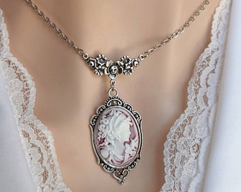 Goddess Cameo Necklace, Victorian Cameo Necklace, Goddess Necklace, Vintage Style Jewelry, Vintage Wedding Necklace, Shabby Chic Jewelry