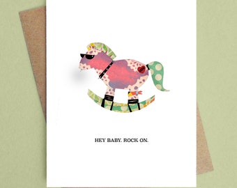 Rock on new baby greeting card