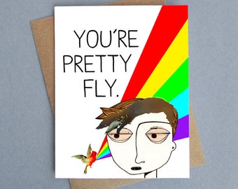 Pretty fly A6 greeting card blank