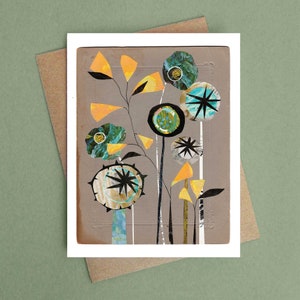 Carte de fleurs mélangées, carte de voeux blanche