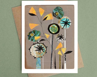 Mixed flowers card, blank greeting card