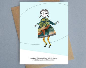 Nothing focussed her mind double dutch blank greeting card