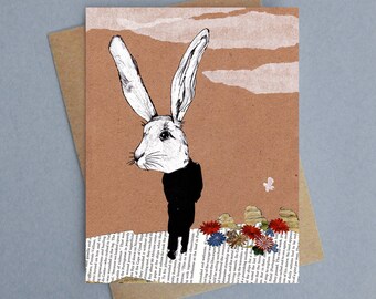 Carl rabbit blank greeting card