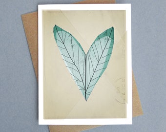 Feather heart blank card