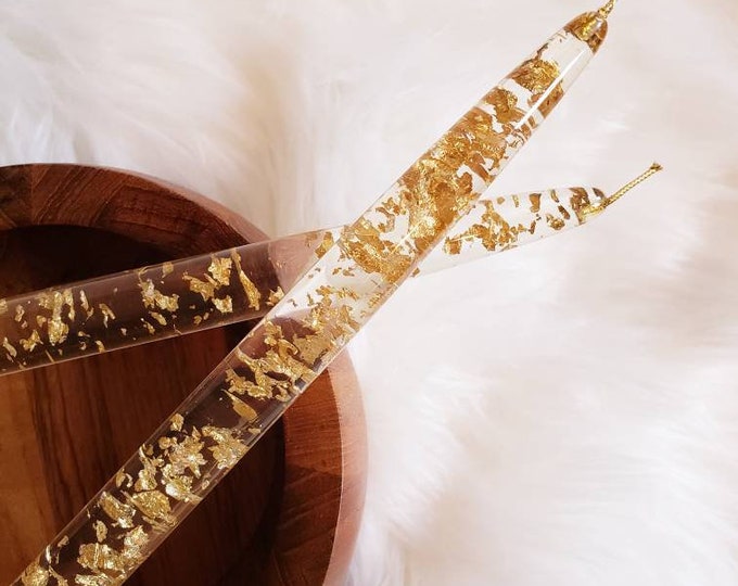 Vintage Mid Century Lucite Taper Candles With Gold Flakes Set of 2 Etsy