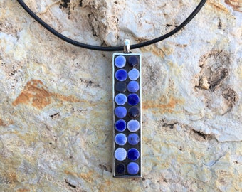 blue mosaic blue pendant mosaic necklace blue gift blue necklace shades of blue necklace blue jewelry mosaic blue necklace blue