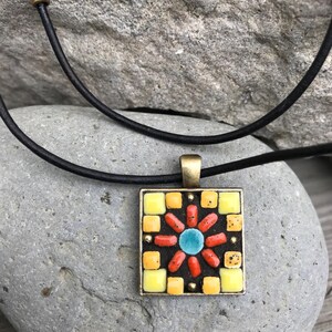 Mosaic Necklace | Mosaic Flower Necklace | Gift for Women | Earthy Jewelry