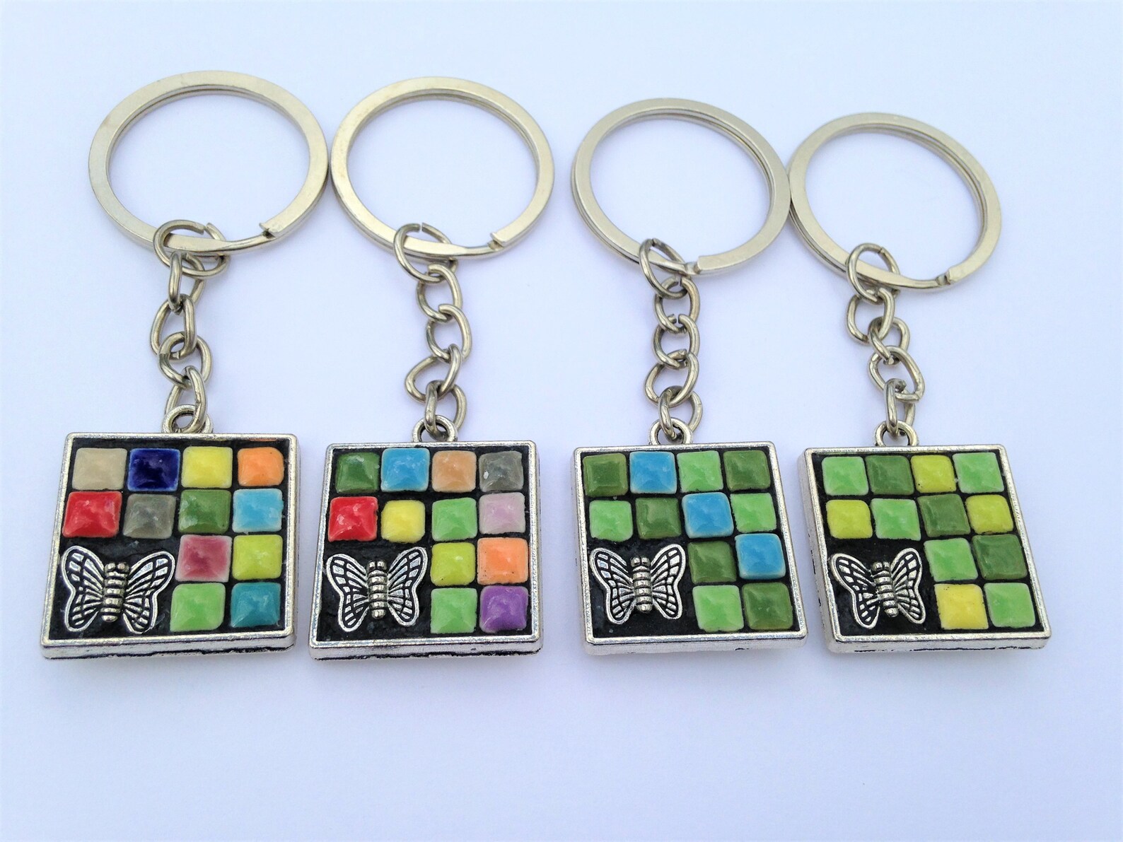 Mosaic Keychain/mosaic Butterfly Keychain/butterfly Key Etsy