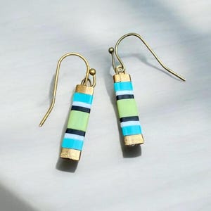Colorful Stacked Earrings | Tila Bead Earrings | Minimalist Earrings |