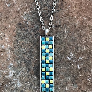 Mosaic Necklace | Green Necklace |  Mosaic Jewelry | Mosaic Art | Boho Jewelry