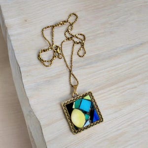 Mosaic Stained Glass Pendant | Boho Necklace | Mosaic Jewelry