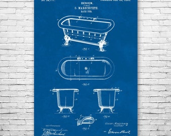 Vintage Bathtub Poster Print Interior Decorator Plumber Gifts Victorian Decor