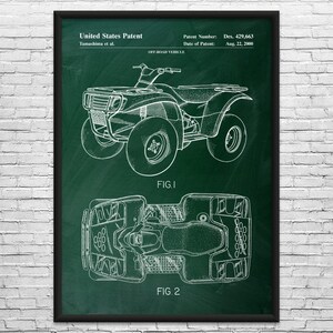 Four Wheeler Patent Art Print: Outdoorsman Gifts, Farmhouse Decor Green Chalkboard