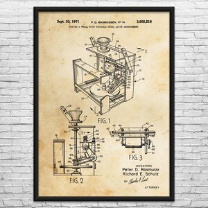 May include: A framed patent print of a potter's wheel with a variable speed drive arrangement, dated September 20, 1971. The black and white technical drawing includes multiple diagrams and labels, with the inventors' names and the attorney's signature.