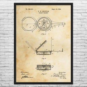 Pocket Transit Patent Art Print: Engineering Compass, Surveyor Gift