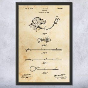 Dog Leash Patent Wall Art | Poster, Canvas or Framed | Dog Wall Art, Pet Lover Gifts, Humane Society Art, Shelter Decor, Trainer Gifts