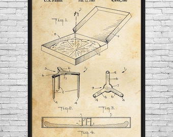 Pizza Box Patent Art Print: Delivery Driver Gift, Pizza Parlor