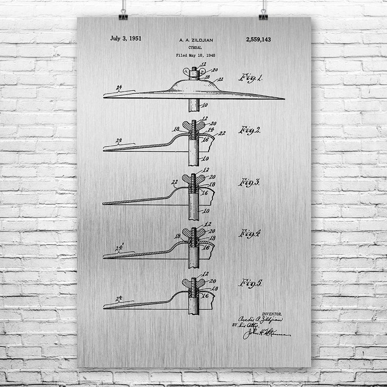 Cymbal Blueprint Drummer Decor Ride Cymbal Poster Print Musician Gift Drum Art Print Drummer Gift Cymbal Design Percussionist Gift