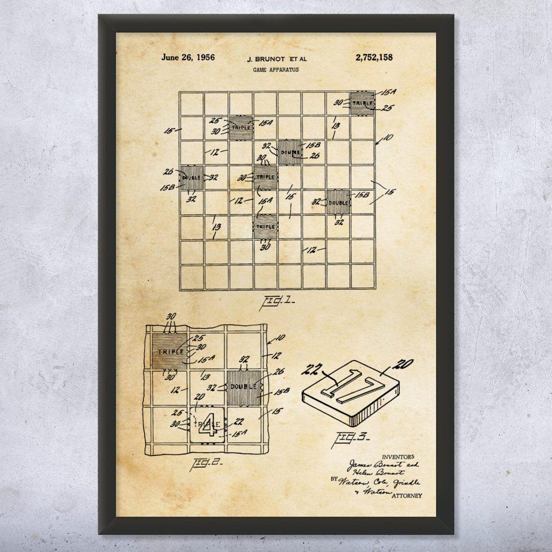 Word Game Patent Wall Art | Poster, Canvas or Framed | Gameroom Decor ...