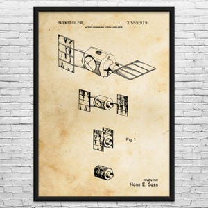 Satellite Patent Art Print: Telecom Gift, Space Lover Vintage Paper