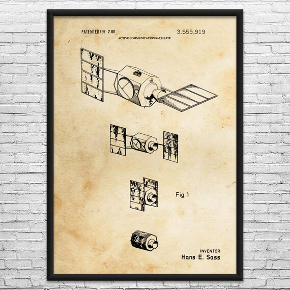 Satellite Patent Art Print: Telecom Gift, Space Lover