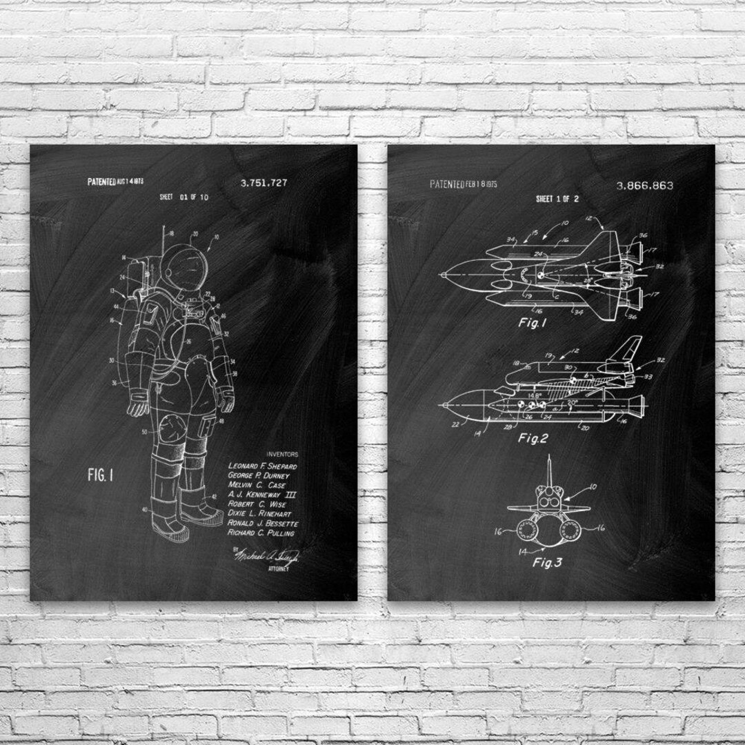 NASA Space Patent Prints Set of 2, NASA Gift, Space Wall Art, Astronomy ...