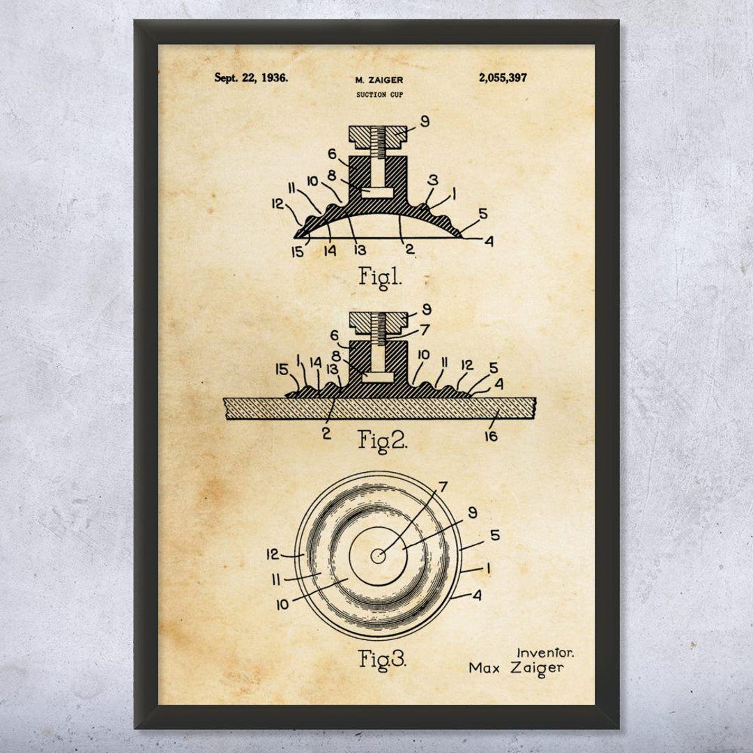 Suction Cup Patent Wall Art | Poster, Canvas or Framed | Industrial Art ...