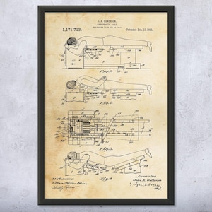Chiropractic Table Patent Wall Art | Poster, Canvas or Framed | Chiropractic Art, Therapist Gift, Physical Therapy Art, Chiropractic Decor