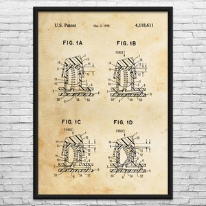 May include: A framed vintage patent print, featuring technical diagrams labeled Fig. 1A, 1B, 1C, and 1D. The print includes the text "U.S. Patent" and "Oct. 3, 1978" along with the patent number 4,118,611. The diagrams are in black ink on a beige background.