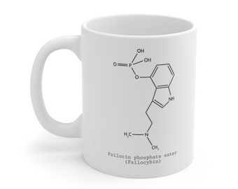 Psilocybin Molecule Mug, Magic Mushrooms, Psilocybin Mug, Stoner Gift, Hippie Gifts, Shrooms Gift Mug, Head Shop Cup, Mushroom Coffee Mug