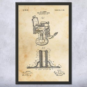 Barber Chair Patent Wall Art | Poster, Canvas or Framed | Hair Stylist, Barber Gift, Chair Blueprint, Barber Shop Art, Fashion Decor