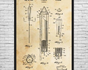 Sky Rocket Patent Art Print: Fireworks Technician, Event Planner Gift