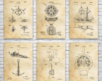 Sailing Gift Sailboat Blueprints Patent Set of 4 Unframed Art Prints ...