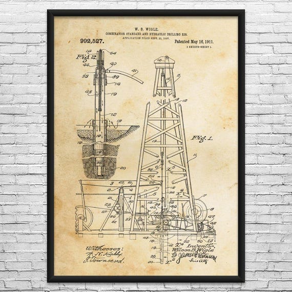 Oil Drilling Rig Patent Art Print: Rig Worker, Roughneck Gift