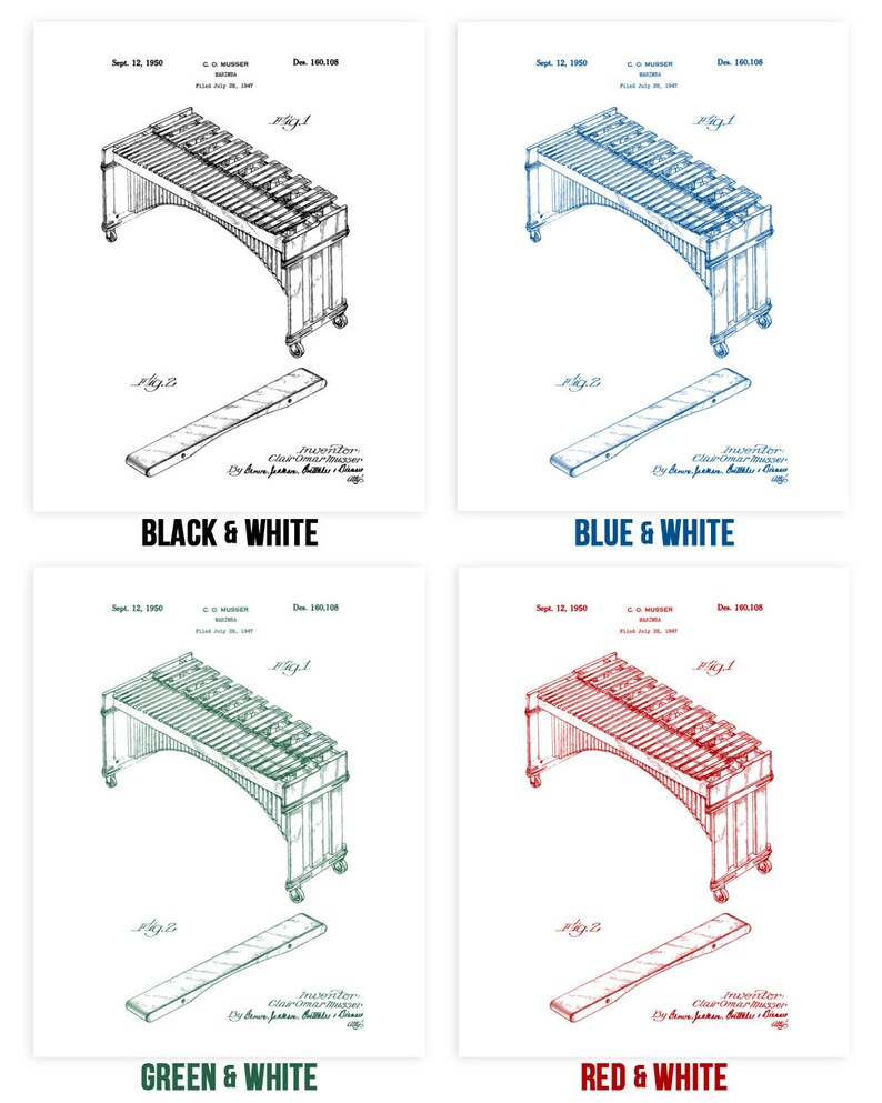 Percussion Instrument Posters Set of 3 Marimba Player Gift Etsy