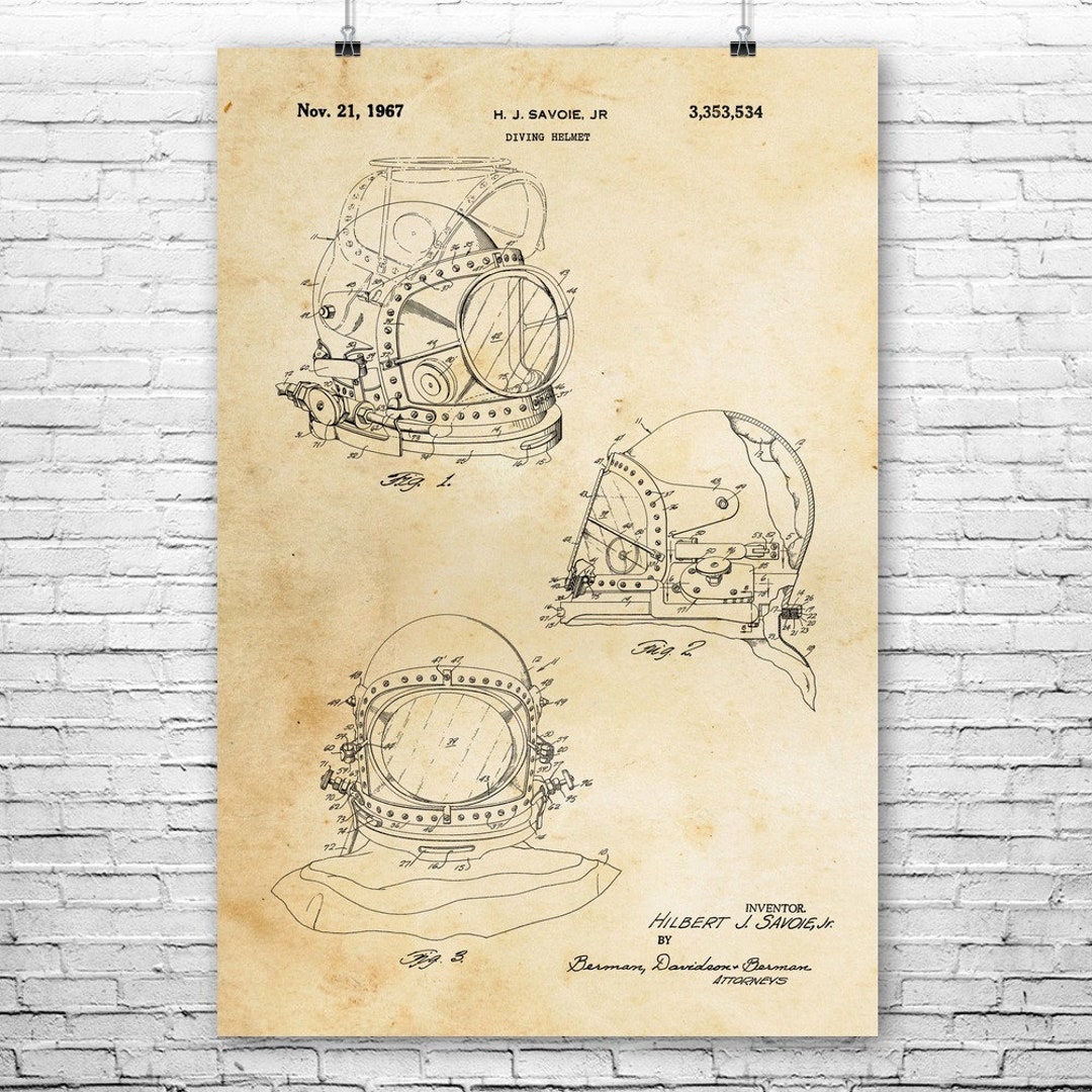 Diving Helmet Poster Print Diving Decor Deep Diver Gift - Etsy