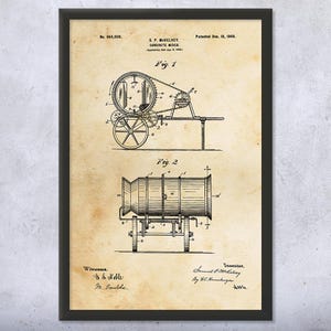 Concrete Mixer Patent Wall Art | Poster, Canvas or Framed | Road Worker, Contractor Gift, Construction Worker, Handyman Gift, Carpenter Gift