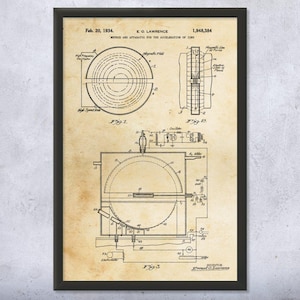 Particle Accelerator Patent Wall Art | Poster, Canvas or Framed | Physics Art, Physicist Gift, Laboratory Decor, Science Teacher Gift