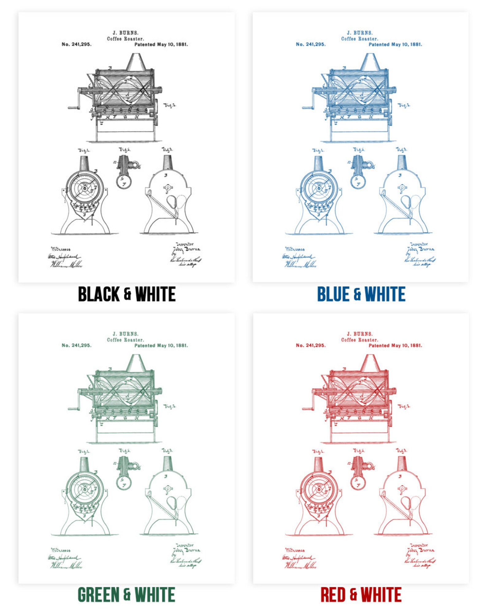 Burns Coffee Roaster Poster Print Kitchen Wall Art Roaster Etsy